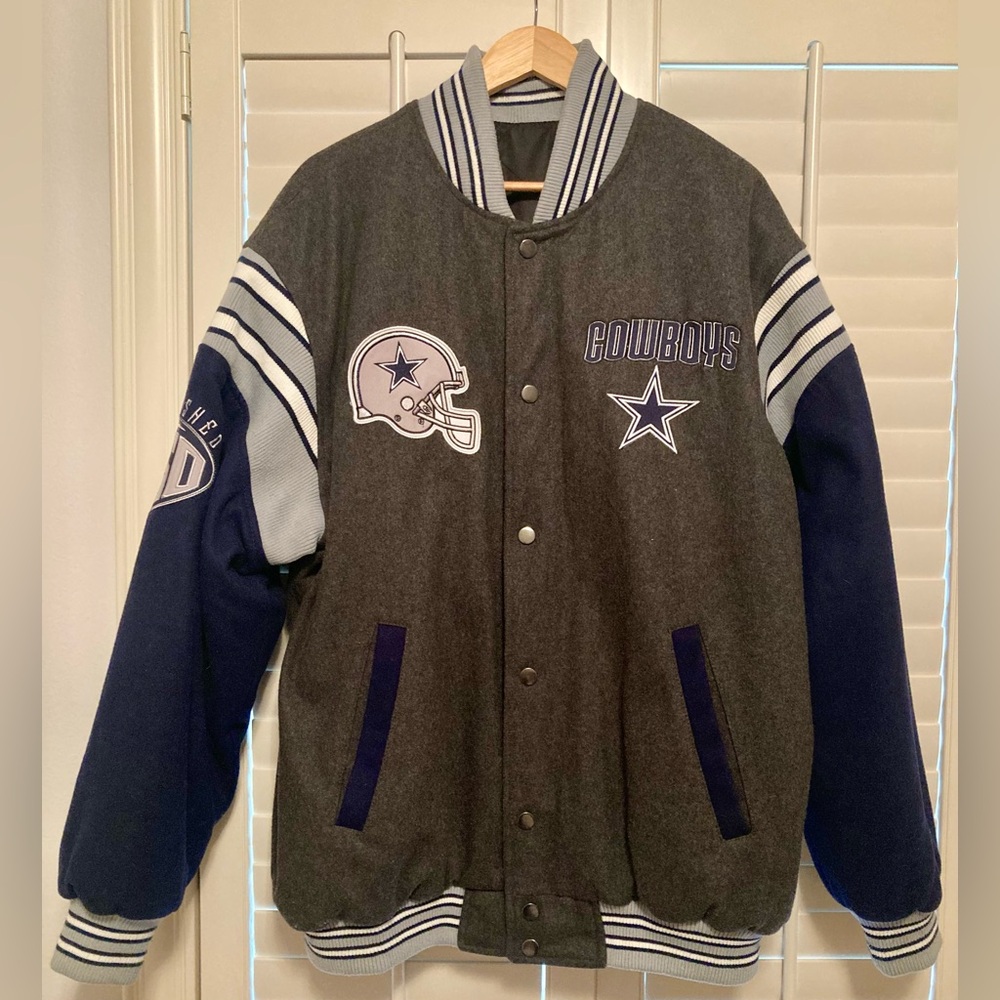 DALLAS COWBOYS NFL Varsity Style Wool/Padded Fully Reversible Heavy Jacket